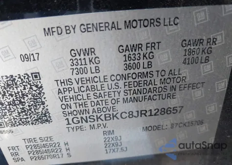 2018 Chevrolet Tahoe Lt from USA, damaged, VIN 1GNSKBKC8JR128657